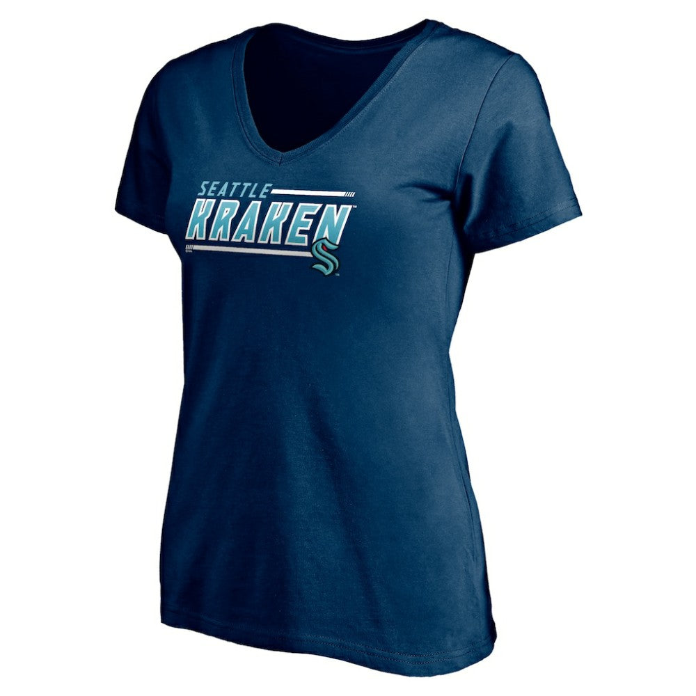 Seattle Kraken Women's Mascot In Bounds V-Neck T-Shirt - Deep Sea Blue | NHL sale