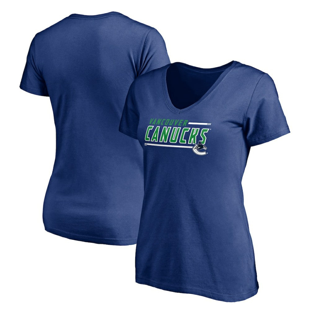 Vancouver Canucks Women's Mascot In Bounds V-Neck T-Shirt - Blue | NHL Clearance