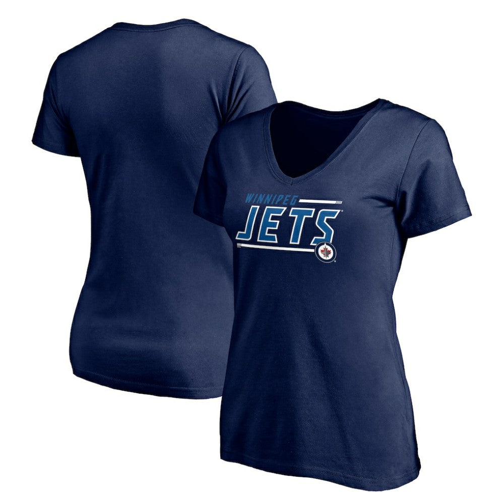 Winnipeg Jets Women's Mascot In Bounds V-Neck T-Shirt - Navy | NHL near me