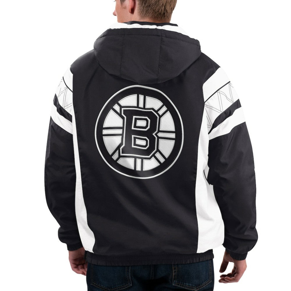 Boston Bruins Starter x NHL Black Ice Home Team Half-Zip Pullover Hoodie - Black/White | NHL sale