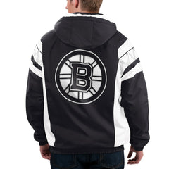 Boston Bruins Starter x NHL Black Ice Home Team Half-Zip Pullover Hoodie - Black/White | NHL sale