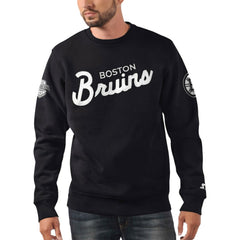 Boston Bruins Starter x NHL Black Ice Cross Check Pullover Sweatshirt - Black | NHL sale