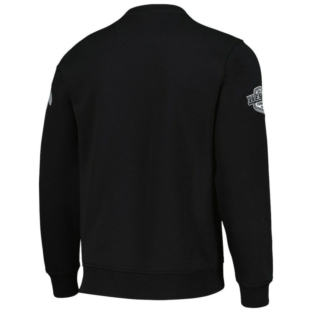 Chicago Blackhawks Starter x NHL Black Ice Cross Check Pullover Sweatshirt - Black | NHL Lifestyle