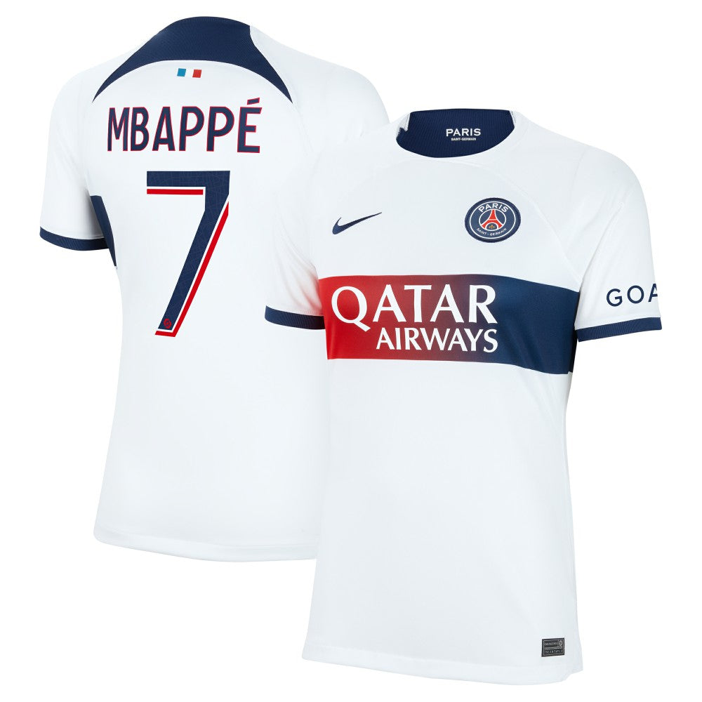 Nike - Kylian Mbappe Paris Saint-Germain Women's 2023/24 Away Stadium Replica Player Jersey - White