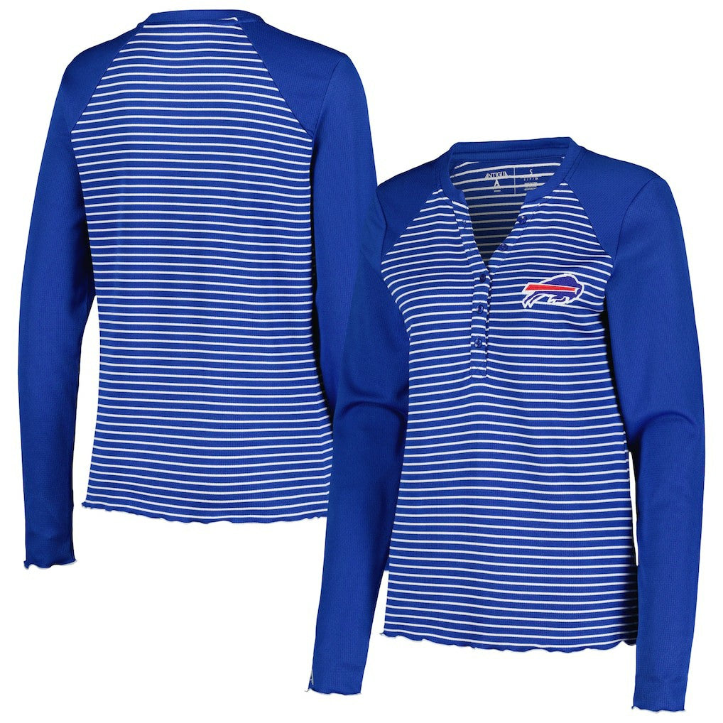 Buffalo Bills Antigua Women's Maverick Waffle Henley Long Sleeve T-Shirt - Royal - NFL
