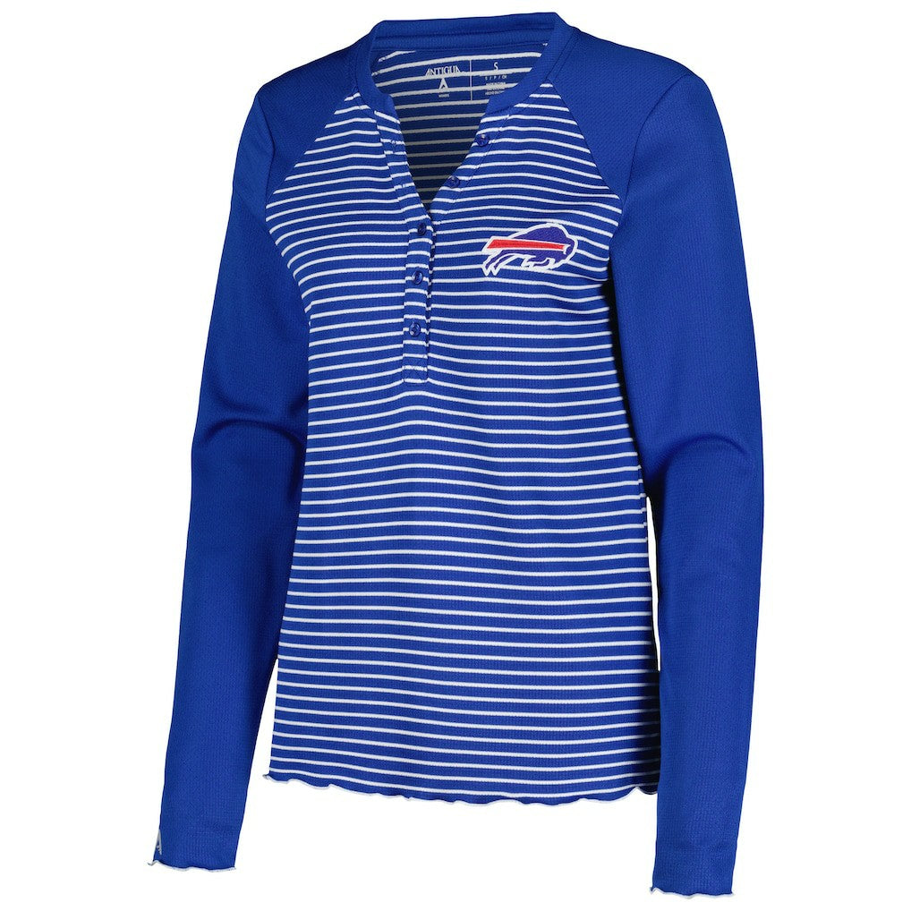Buffalo Bills Antigua Women's Maverick Waffle Henley Long Sleeve T-Shirt - Royal - NFL
