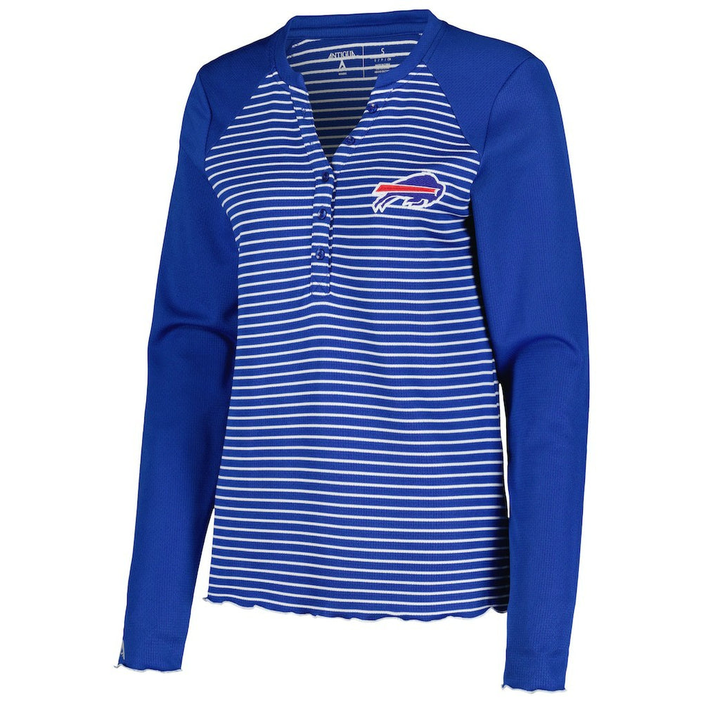 Buffalo Bills Antigua Women's Maverick Waffle Henley Long Sleeve T-Shirt - Royal - NFL