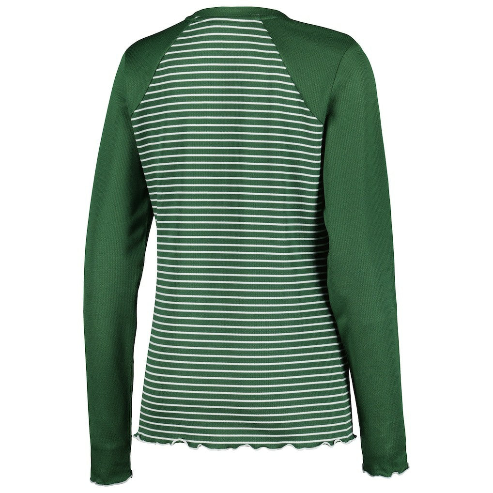 Green Bay Packers Antigua Women's Maverick Waffle Henley Long Sleeve T-Shirt - Green - NFL