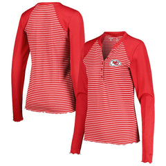 Kansas City Chiefs Antigua Women's Maverick Waffle Henley Long Sleeve T-Shirt - Red - NFL