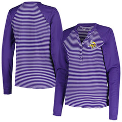 Minnesota Vikings Antigua Women's Maverick Waffle Henley Long Sleeve T-Shirt - Purple - NFL