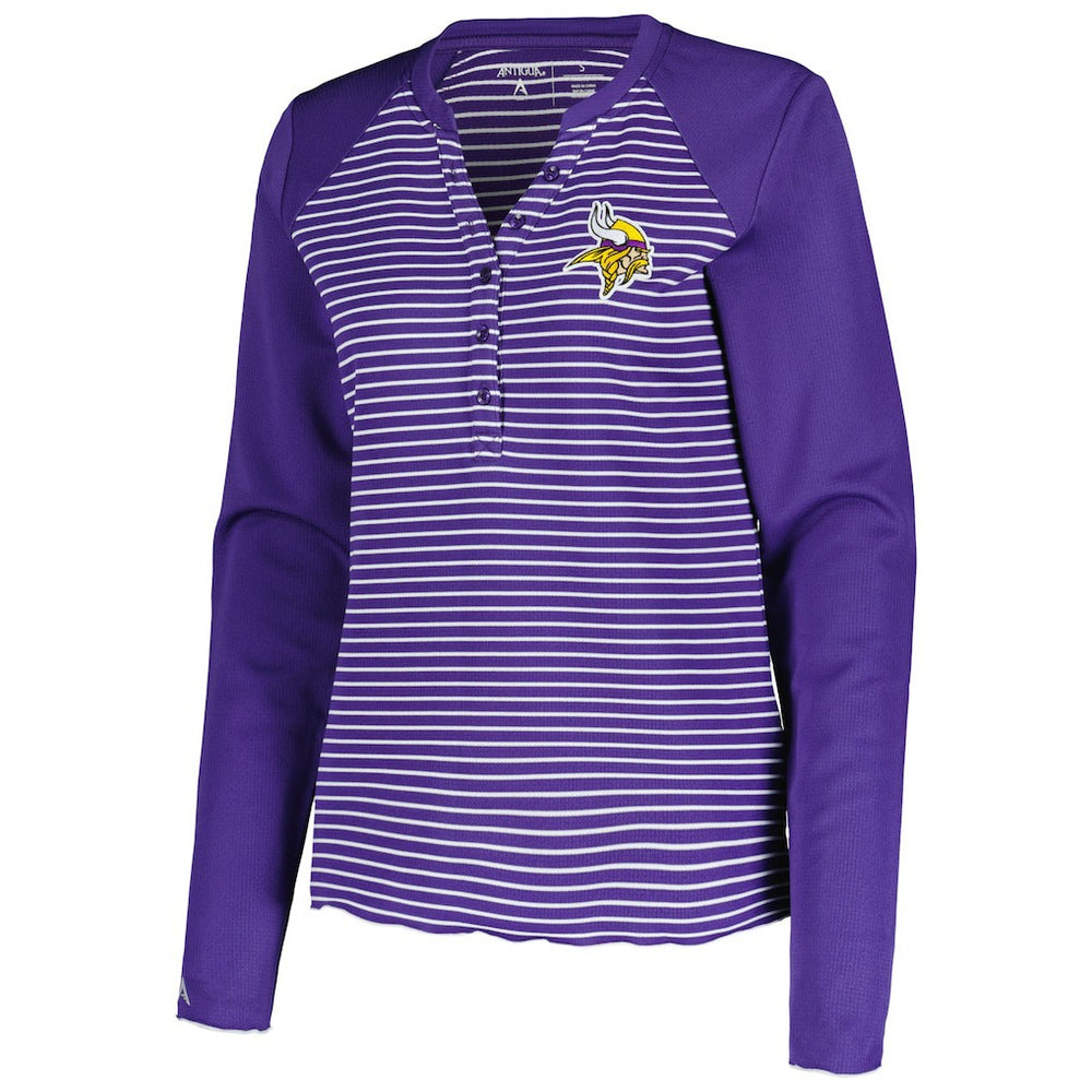 Minnesota Vikings Antigua Women's Maverick Waffle Henley Long Sleeve T-Shirt - Purple - NFL