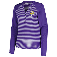 Minnesota Vikings Antigua Women's Maverick Waffle Henley Long Sleeve T-Shirt - Purple - NFL
