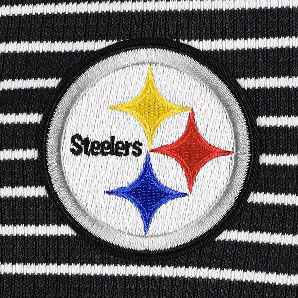Pittsburgh Steelers Antigua Women's Maverick Waffle Henley Long Sleeve T-Shirt - Black - NFL