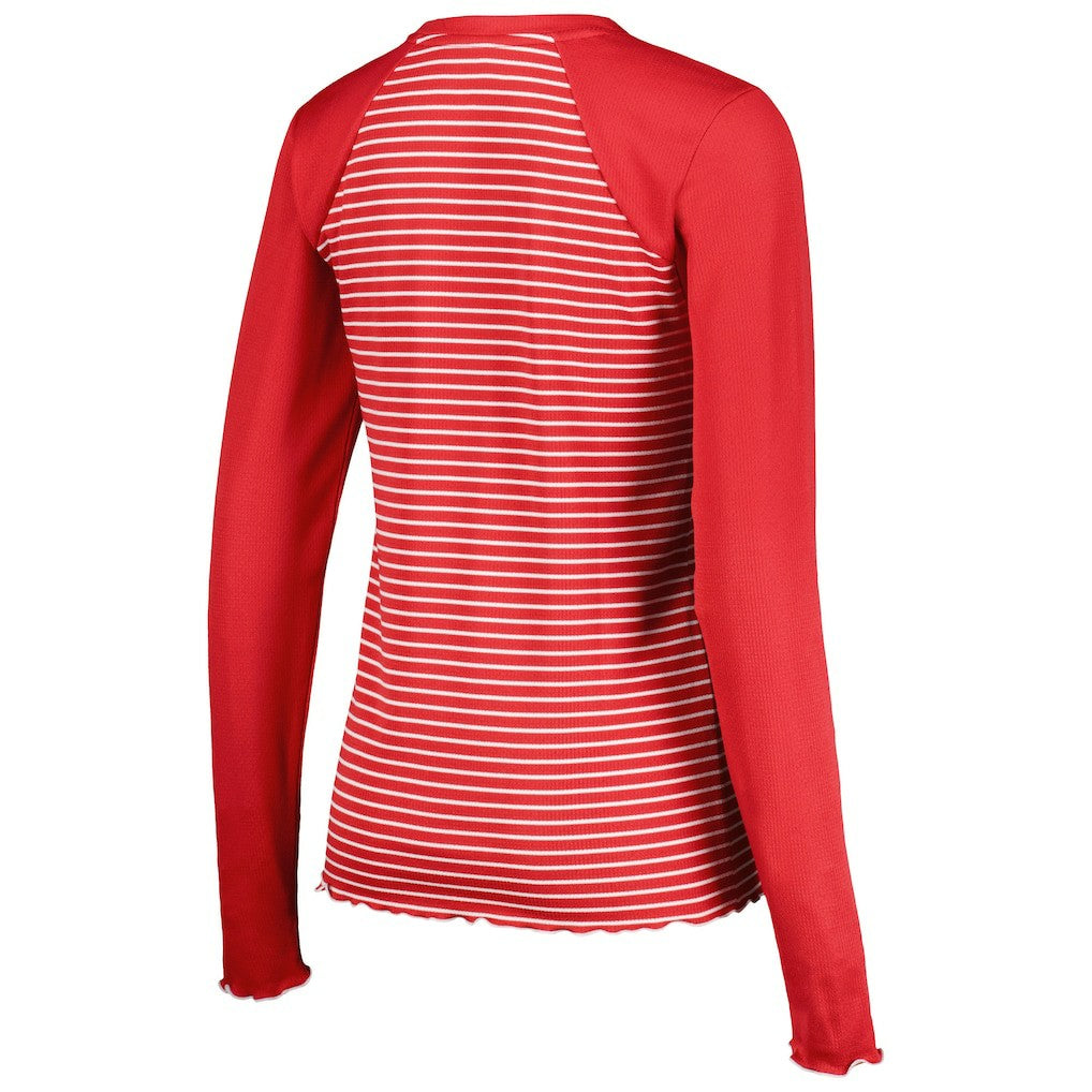 San Francisco 49ers Antigua Women's Maverick Waffle Henley Long Sleeve T-Shirt - Scarlet - NFL