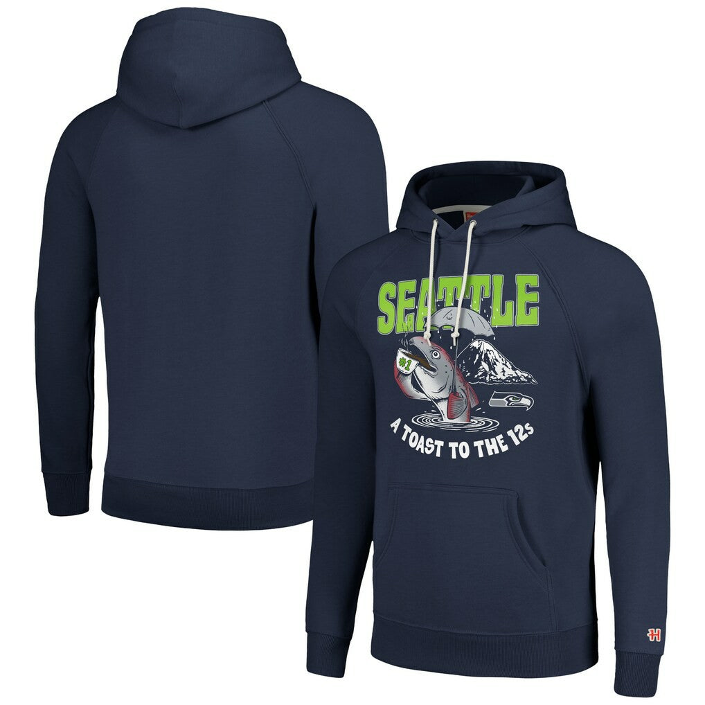 Seattle Seahawks Homage Unisex NFL x Guy Fieri’s Flavortown Tri-Blend Pullover Hoodie - Navy - NFL