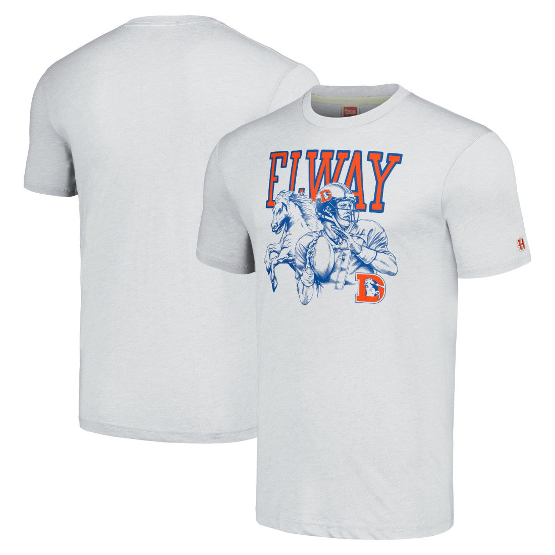 John Elway Denver Broncos Homage Unisex Unisex Caricature Retired Player Tri-Blend T-Shirt - Ash - NFL