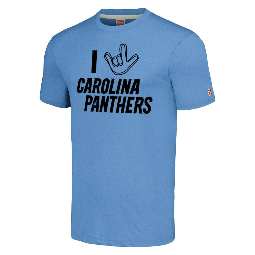 Carolina Panthers Homage Unisex The NFL ASL Collection by Love Sign Tri-Blend T-Shirt - Light Blue - NFL