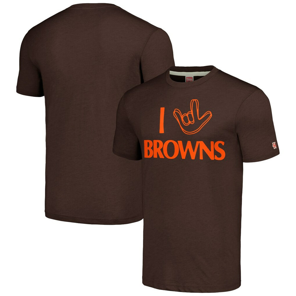 Cleveland Browns Homage Unisex The NFL ASL Collection by Love Sign Tri-Blend T-Shirt - Brown - NFL