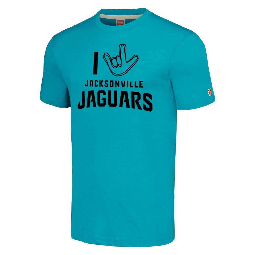 Jacksonville Jaguars Homage Unisex The NFL ASL Collection by Love Sign Tri-Blend T-Shirt - Teal - NFL