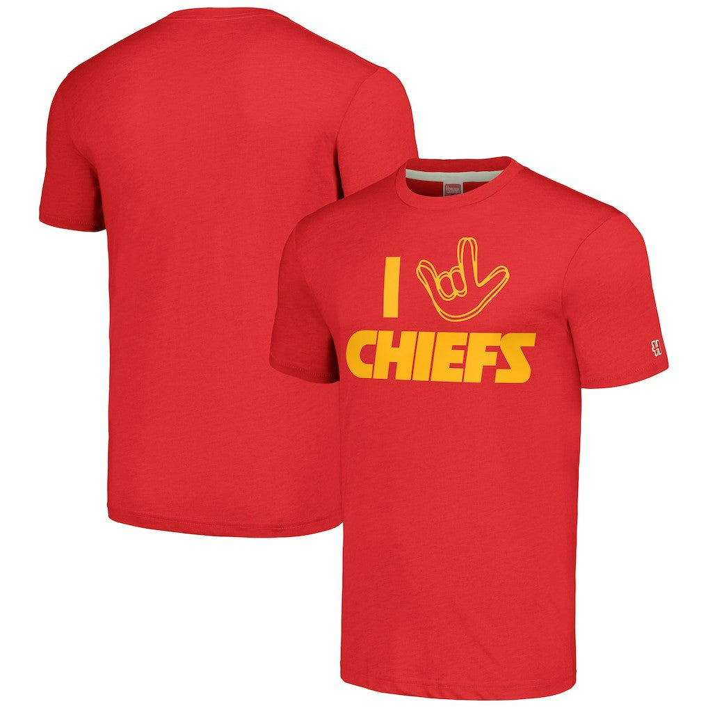 Kansas City Chiefs Homage Unisex The NFL ASL Collection by Love Sign Tri-Blend T-Shirt - Red - NFL