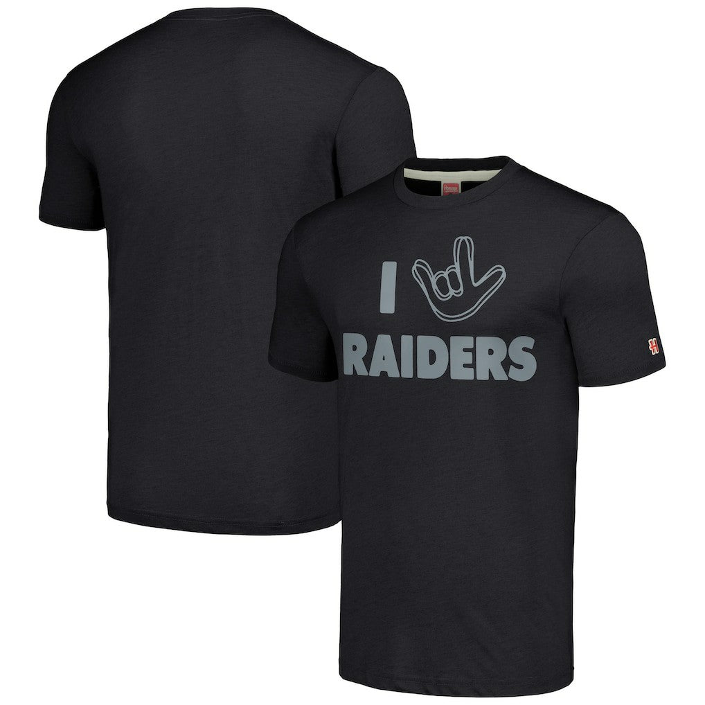 Las Vegas Raiders Homage Unisex The NFL ASL Collection by Love Sign Tri-Blend T-Shirt - Charcoal - NFL