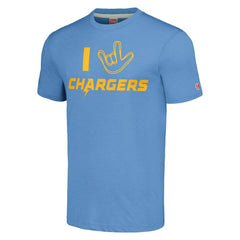 Los Angeles Chargers Homage Unisex The NFL ASL Collection by Love Sign Tri-Blend T-Shirt - Powder Blue - NFL