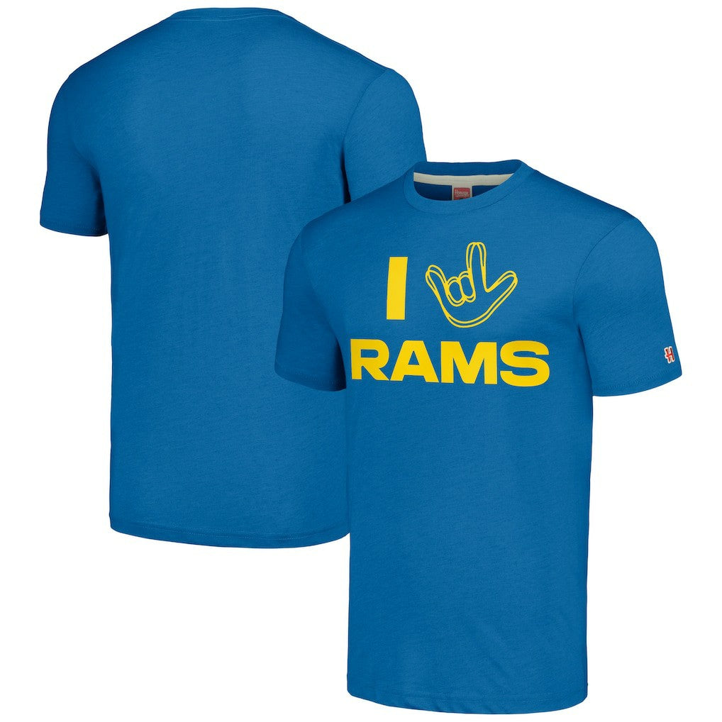 Los Angeles Rams Homage Unisex The NFL ASL Collection by Love Sign Tri-Blend T-Shirt - Royal - NFL