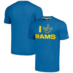Los Angeles Rams Homage Unisex The NFL ASL Collection by Love Sign Tri-Blend T-Shirt - Royal - NFL