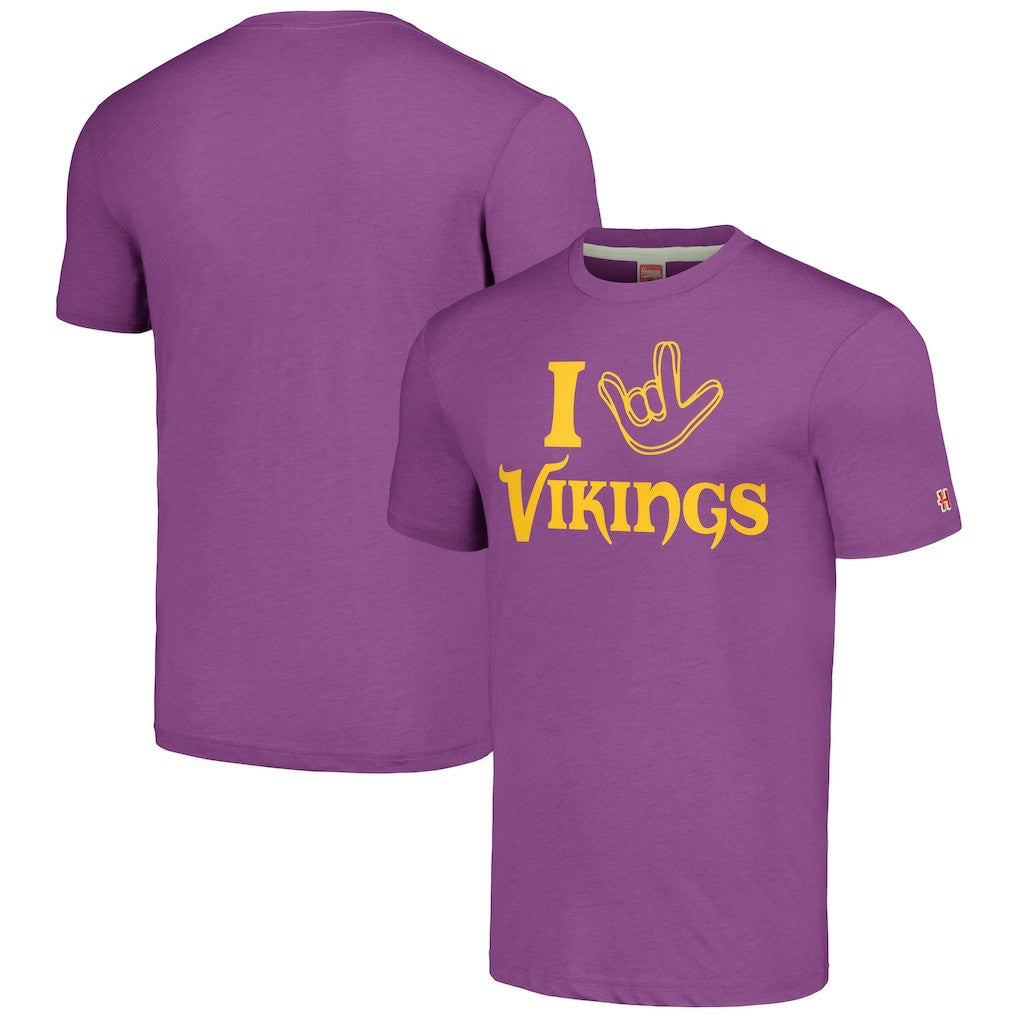 Minnesota Vikings Homage Unisex The NFL ASL Collection by Love Sign Tri-Blend T-Shirt - Purple - NFL