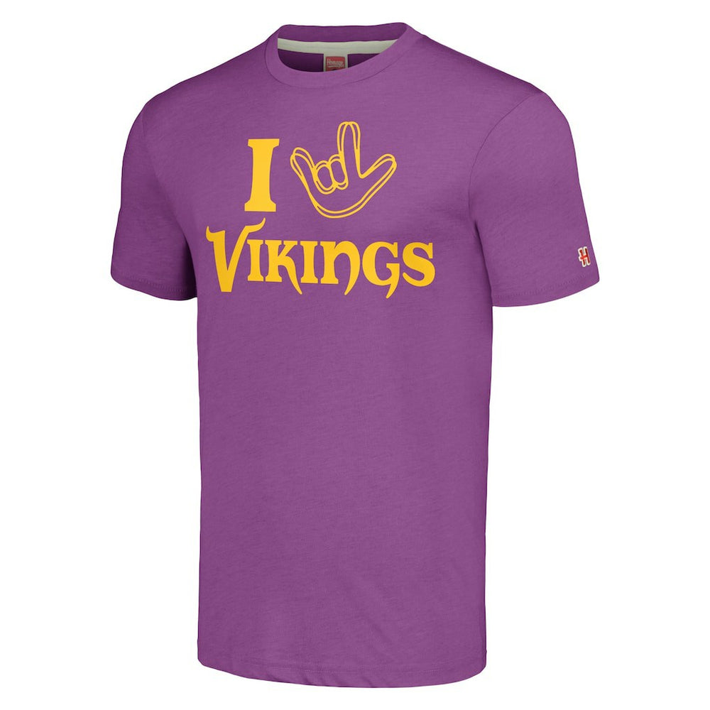 Minnesota Vikings Homage Unisex The NFL ASL Collection by Love Sign Tri-Blend T-Shirt - Purple - NFL
