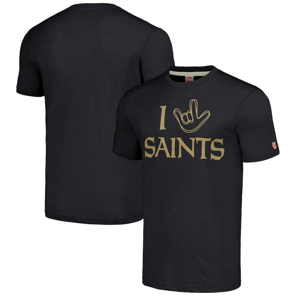 New Orleans Saints Homage Unisex The NFL ASL Collection by Love Sign Tri-Blend T-Shirt - Charcoal - NFL