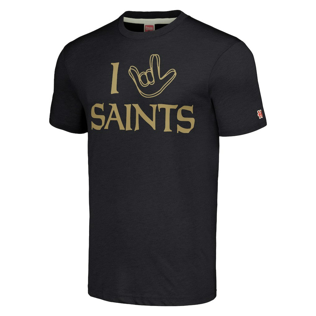 New Orleans Saints Homage Unisex The NFL ASL Collection by Love Sign Tri-Blend T-Shirt - Charcoal - NFL