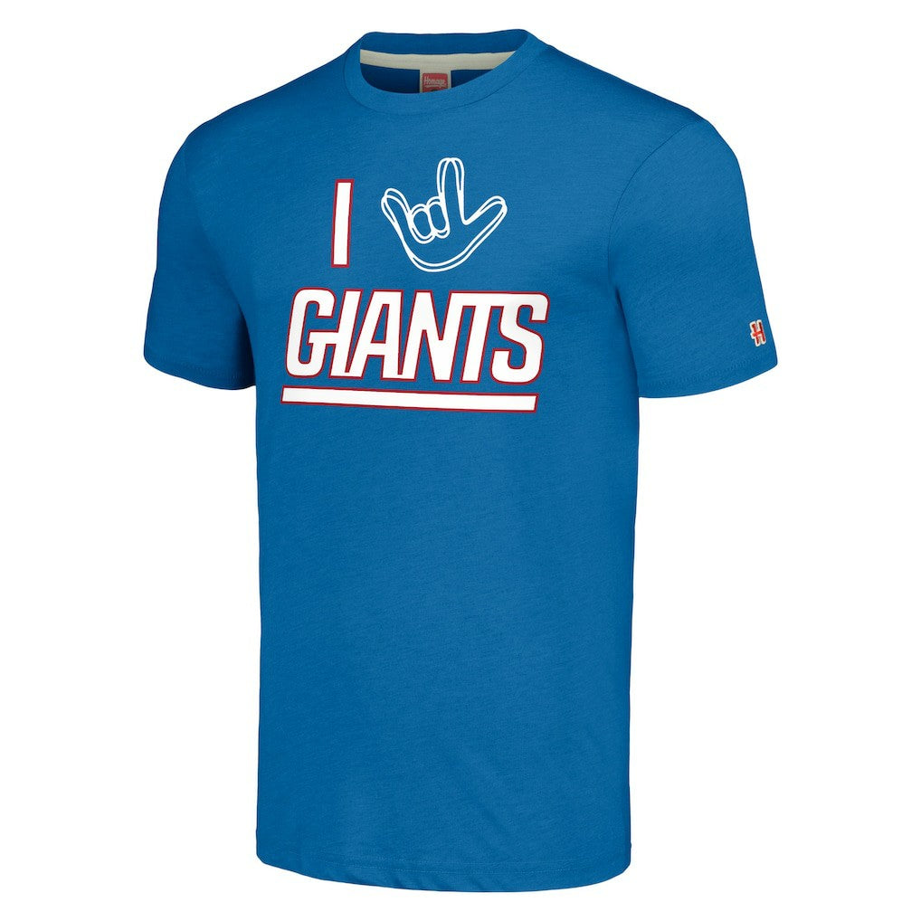 New York Giants Homage Unisex The NFL ASL Collection by Love Sign Tri-Blend T-Shirt - Royal - NFL