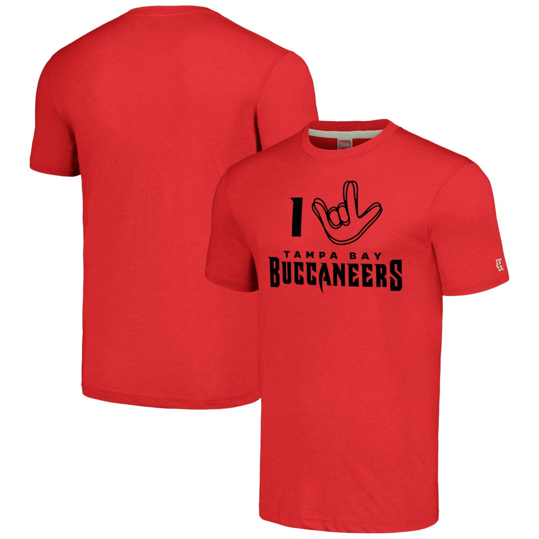 Tampa Bay Buccaneers Homage Unisex The NFL ASL Collection by Love Sign Tri-Blend T-Shirt - Red - NFL