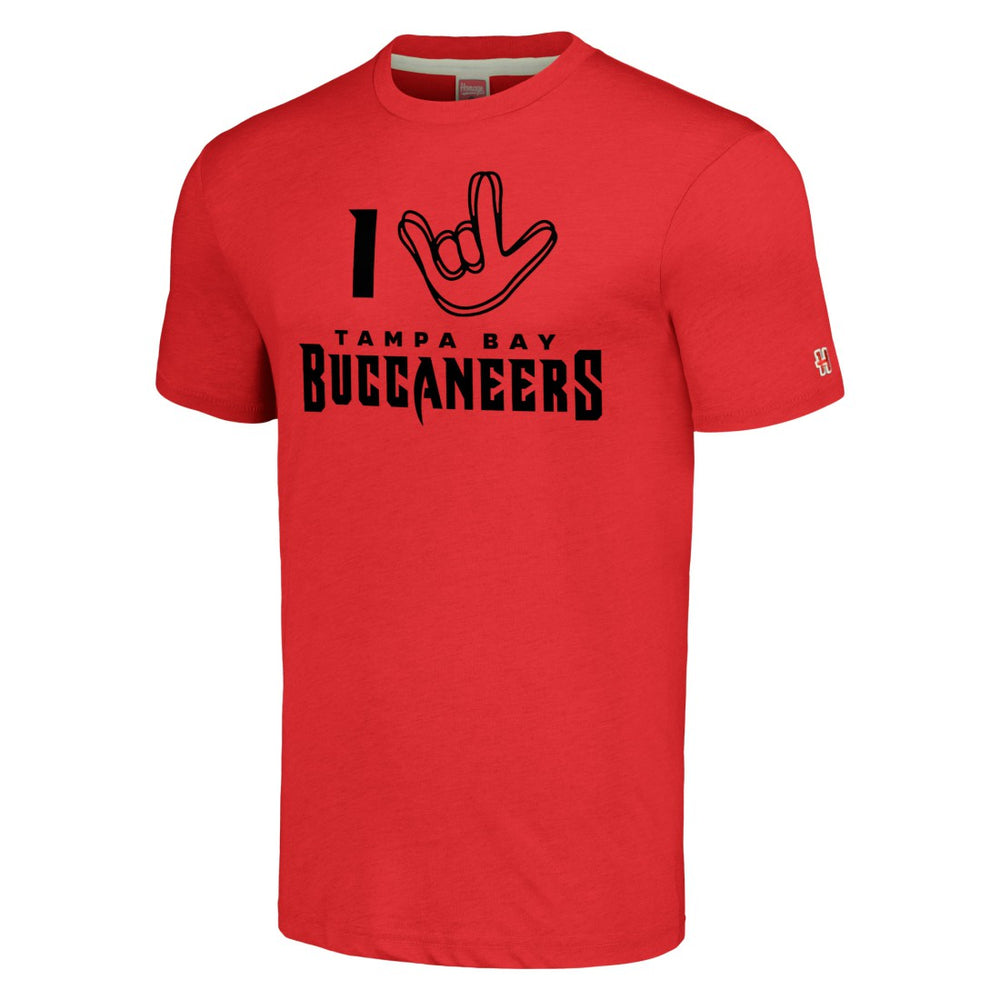 Tampa Bay Buccaneers Homage Unisex The NFL ASL Collection by Love Sign Tri-Blend T-Shirt - Red - NFL