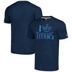 Tennessee Titans Homage Unisex The NFL ASL Collection by Love Sign Tri-Blend T-Shirt - Navy - NFL