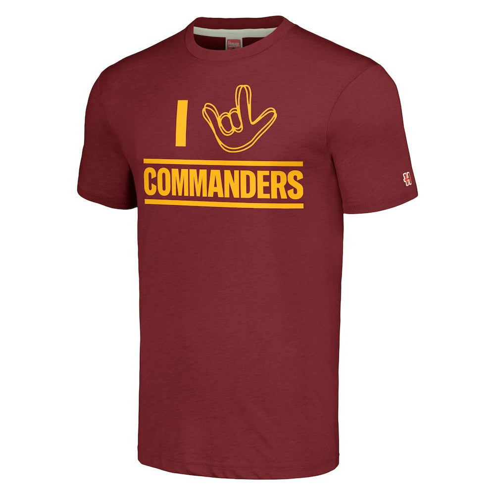 Washington Commanders Homage Unisex The NFL ASL Collection by Love Sign Tri-Blend T-Shirt - Burgundy - NFL