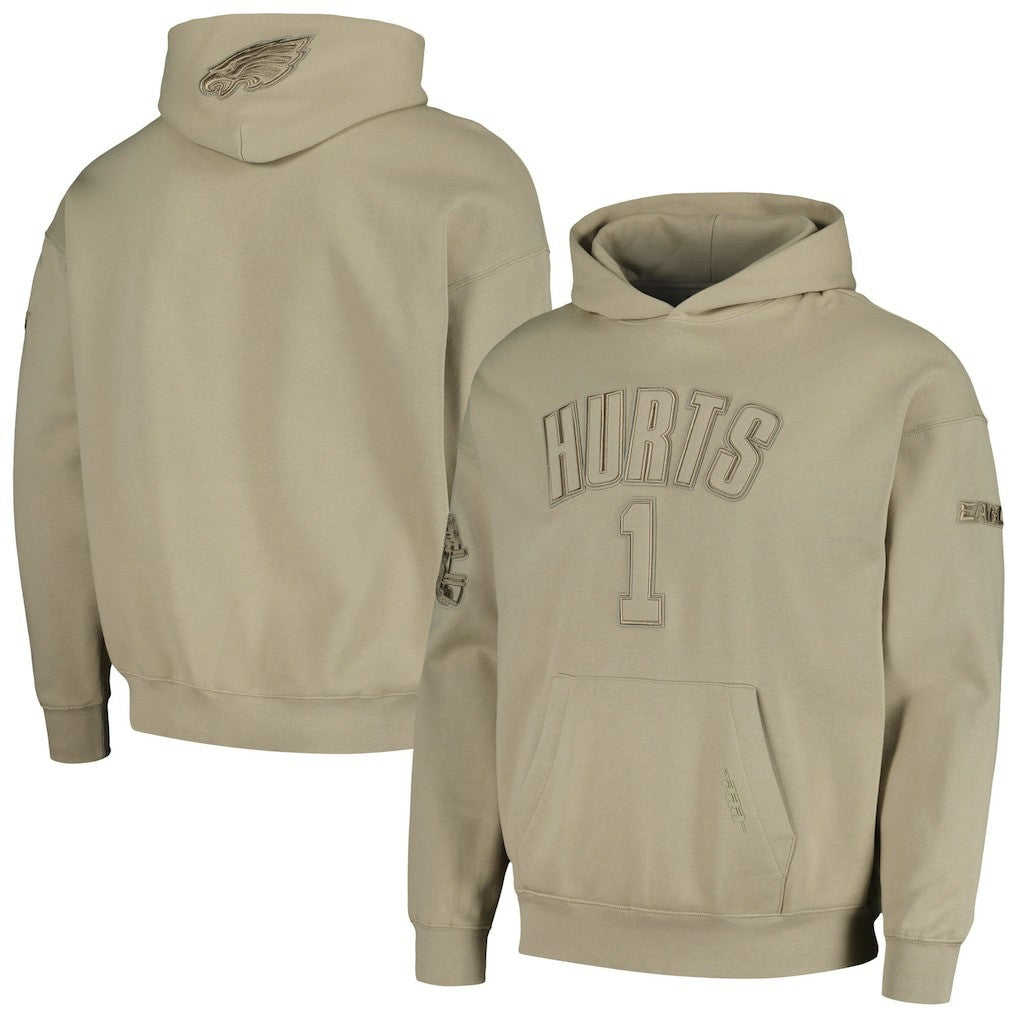 Jalen Hurts Philadelphia Eagles Pro Standard Player Name & Number Pullover Hoodie - Tan - NFL