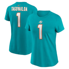 Tua Tagovailoa Miami Dolphins Women's Player Name & Number T-Shirt - Aqua - Nike