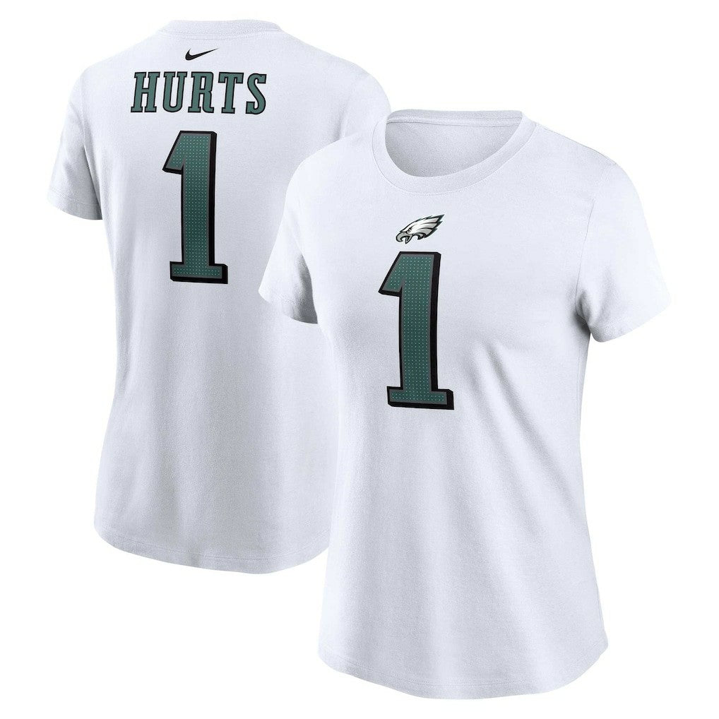 Jalen Hurts Philadelphia Eagles Women's Player Name & Number T-Shirt - White - Nike