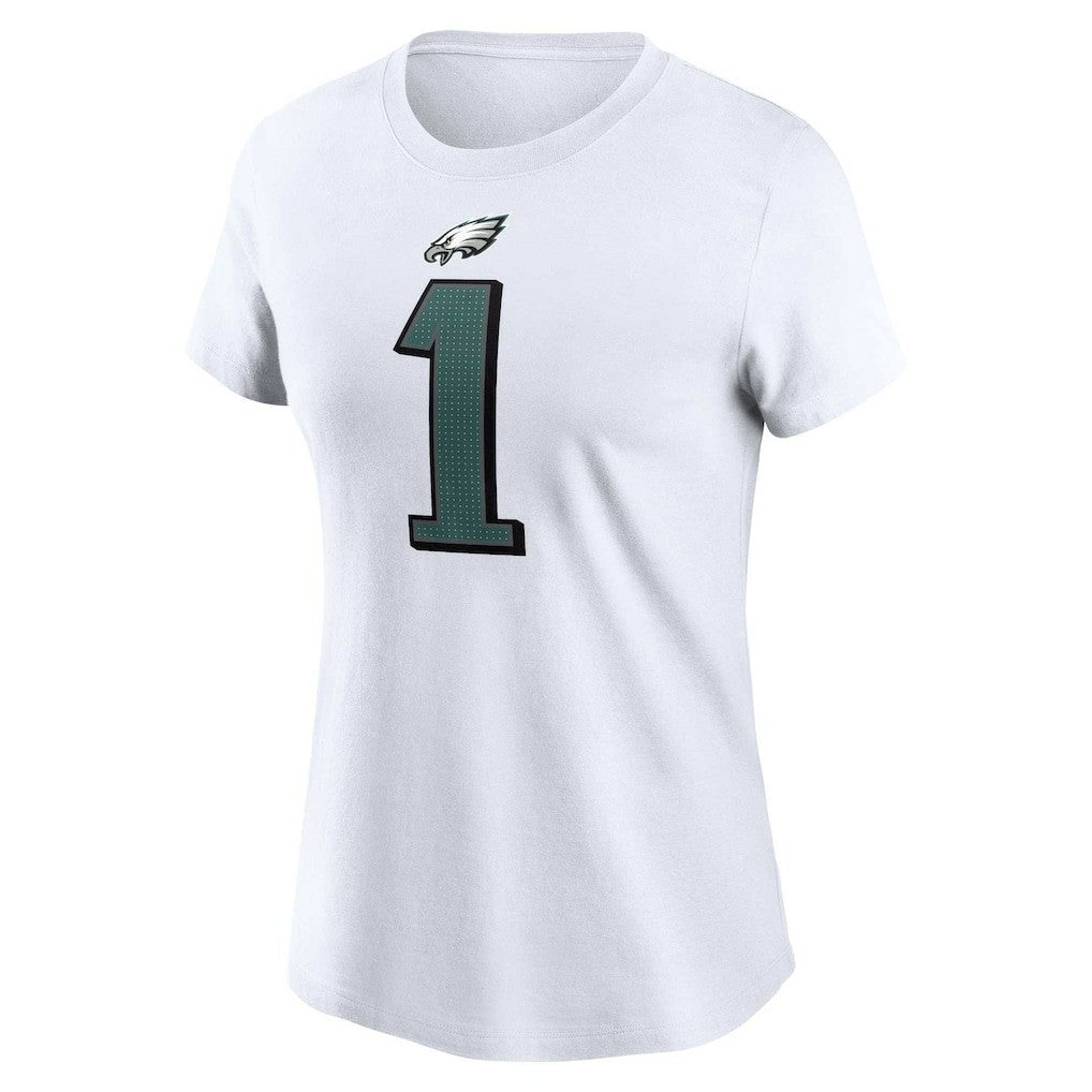 Jalen Hurts Philadelphia Eagles Women's Player Name & Number T-Shirt - White - Nike
