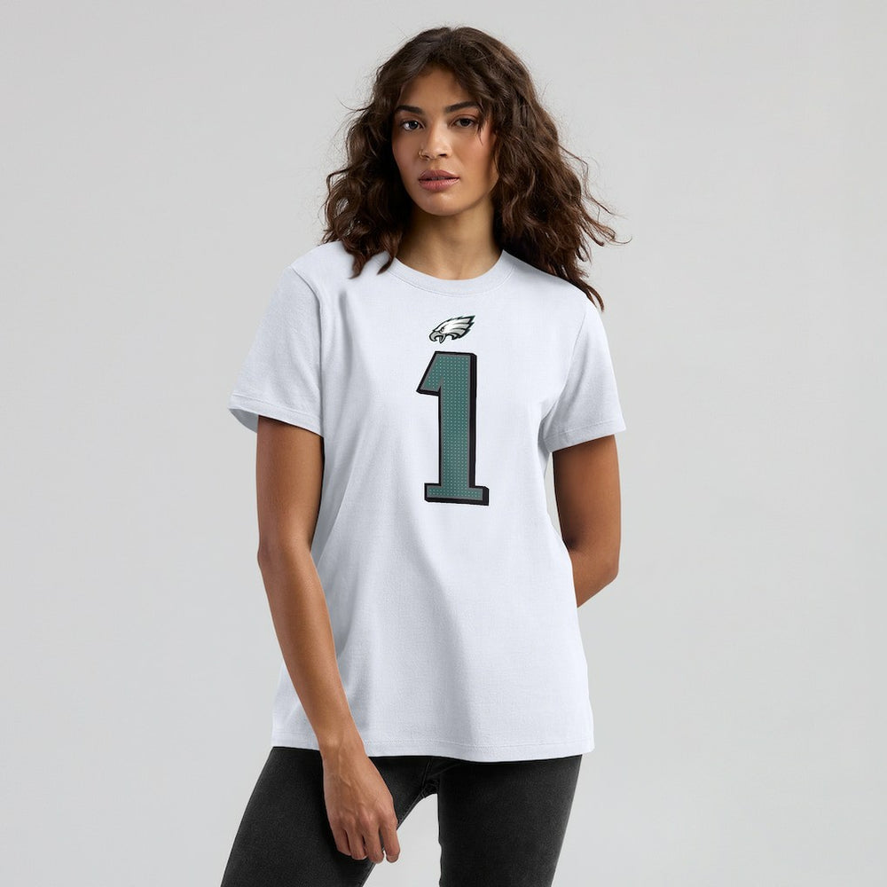 Jalen Hurts Philadelphia Eagles Women's Player Name & Number T-Shirt - White - Nike