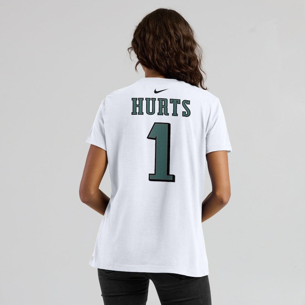 Jalen Hurts Philadelphia Eagles Women's Player Name & Number T-Shirt - White - Nike
