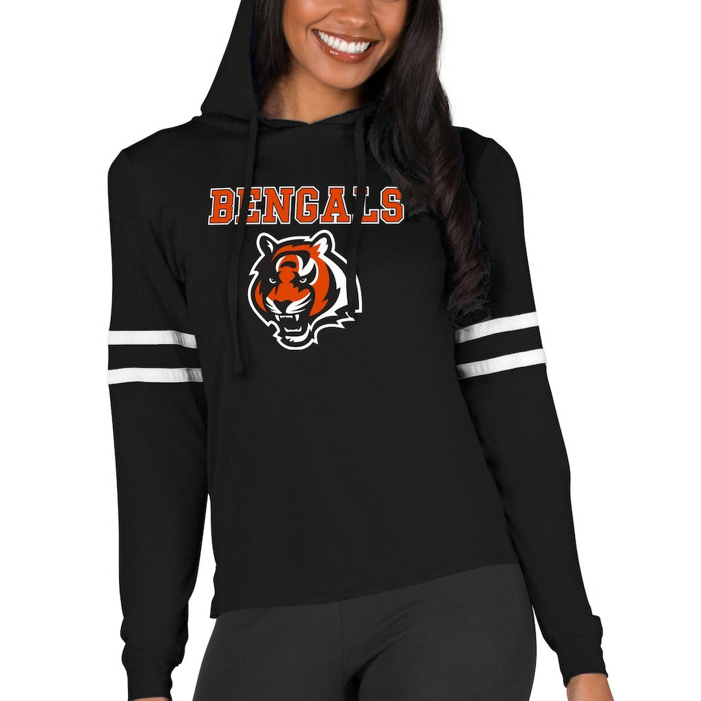 Cincinnati Bengals Concepts Sport Women's Marathon Lightweight Lounge Pullover Hoodie - Black - NFL