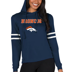 Denver Broncos Concepts Sport Women's Marathon Lightweight Lounge Pullover Hoodie - Navy - NFL