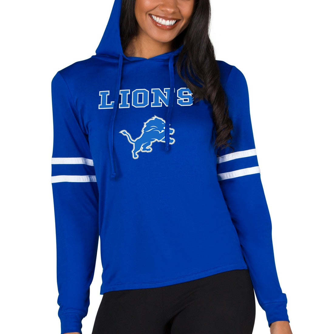 Detroit Lions Concepts Sport Women's Marathon Lightweight Lounge Pullover Hoodie - Royal - NFL