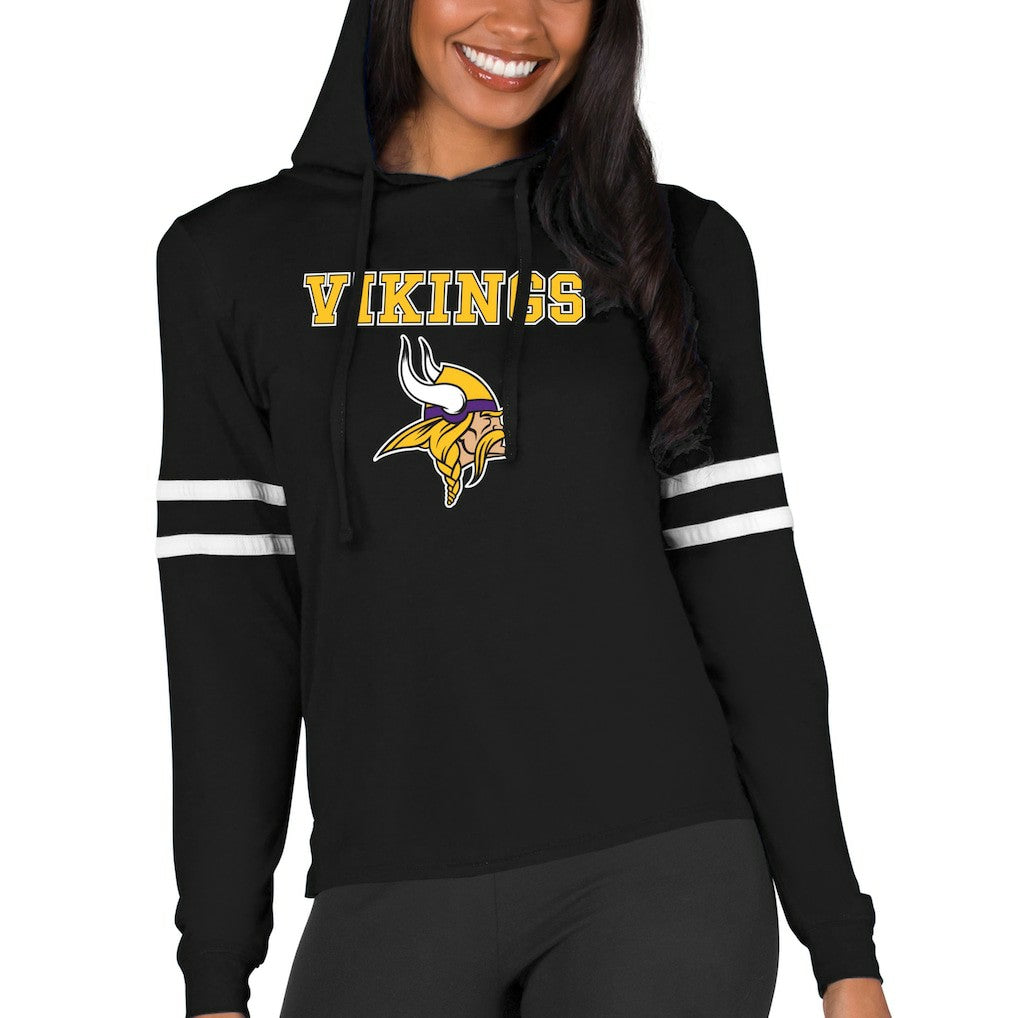 Minnesota Vikings Concepts Sport Women's Marathon Lightweight Lounge Pullover Hoodie - Black - NFL