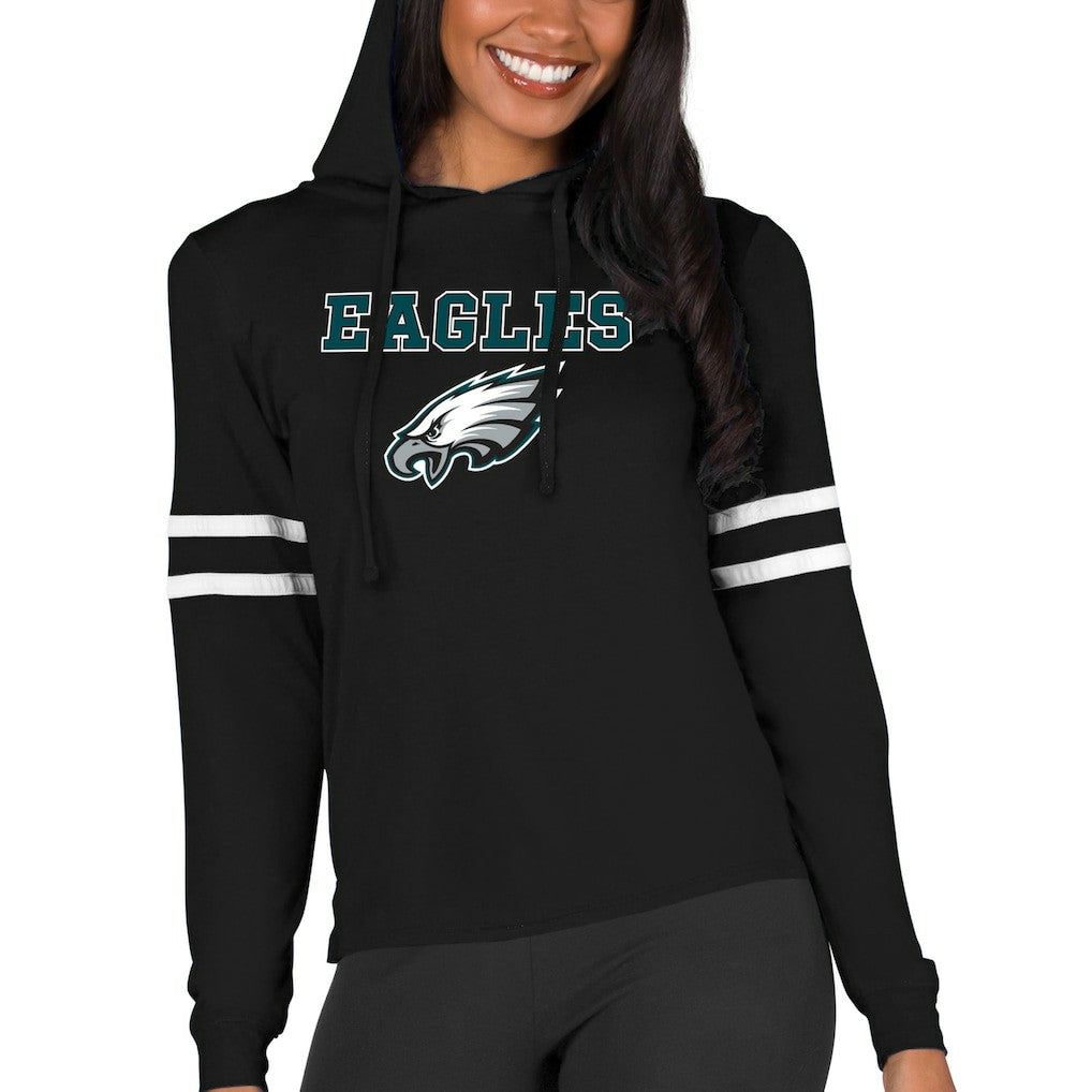 Philadelphia Eagles Concepts Sport Women's Marathon Lightweight Lounge Pullover Hoodie - Black - NFL