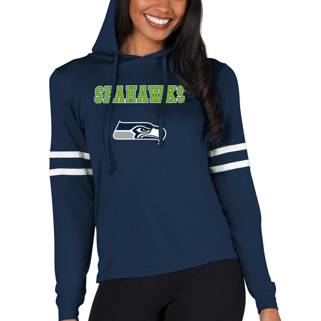Seattle Seahawks Concepts Sport Women's Marathon Lightweight Lounge Pullover Hoodie - College Navy - NFL
