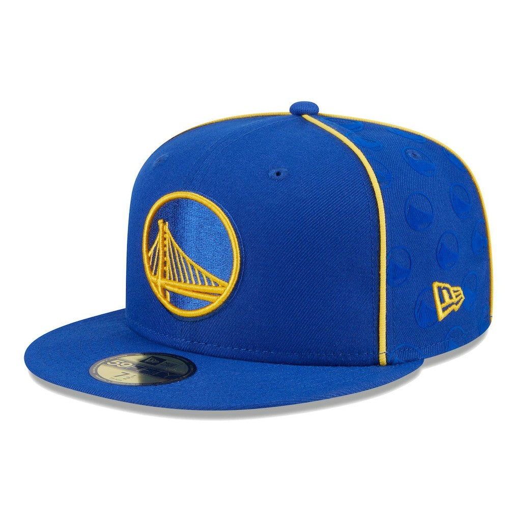 New Era Golden State Warriors Piped & Flocked 59Fifty Fitted Hat Royal